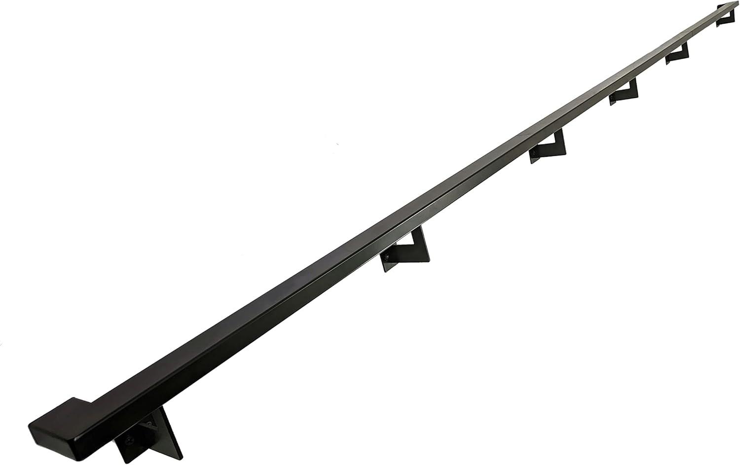 Urban Contemporary Handrail Grab Bar Kit, L Steel Brackets, Returns to Wall, Powder Coat