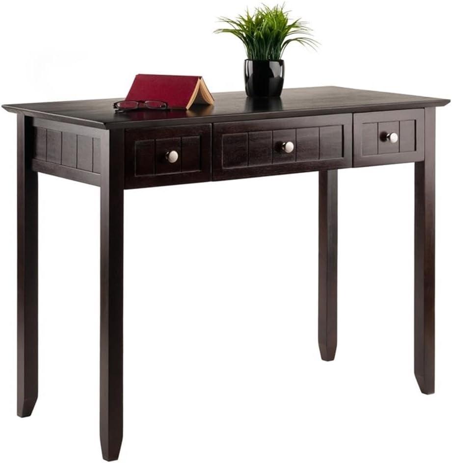 Burke Writing Desk Coffee Finish - Winsome: Mid-Century Modern, Wood Frame, No Storage