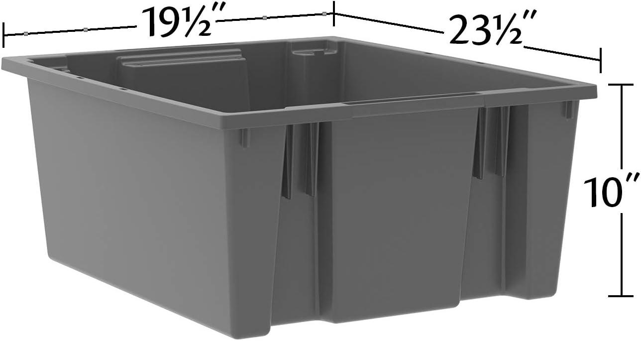 Gray Heavy-Duty Industrial Plastic Storage Bin, 23.5" x 19" x 10"