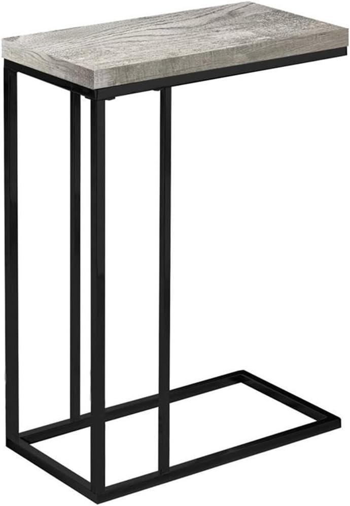 Monarch Specialties Accent Table, C-shaped, End, Side, Snack, Living Room, Bedroom, Grey Laminate, Black Metal, Contemporary, Modern