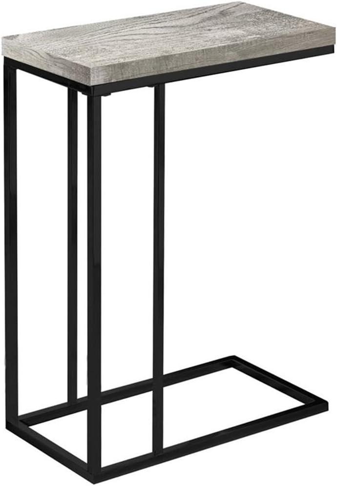 Monarch Specialties Accent Table C-Shaped End Side Snack Living Room Bedroom Metal Laminate Grey Black Contemporary Modern