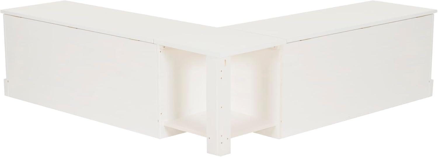 Linon Troyin Backless Corner Nook with Storage in Solid White Pine