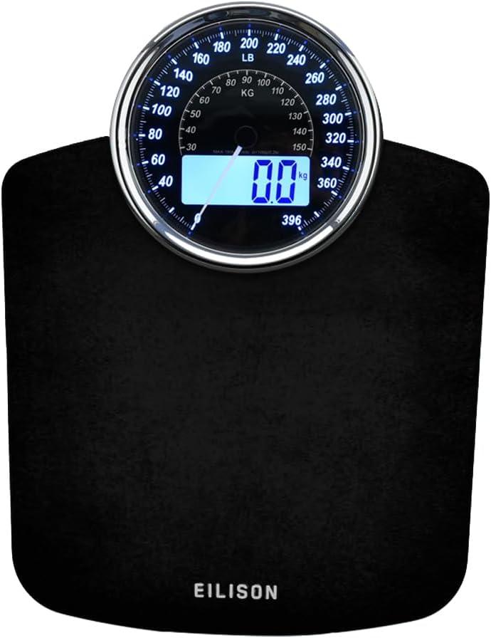 Eilison Black Digital and Analog Floor Scale with LED Display