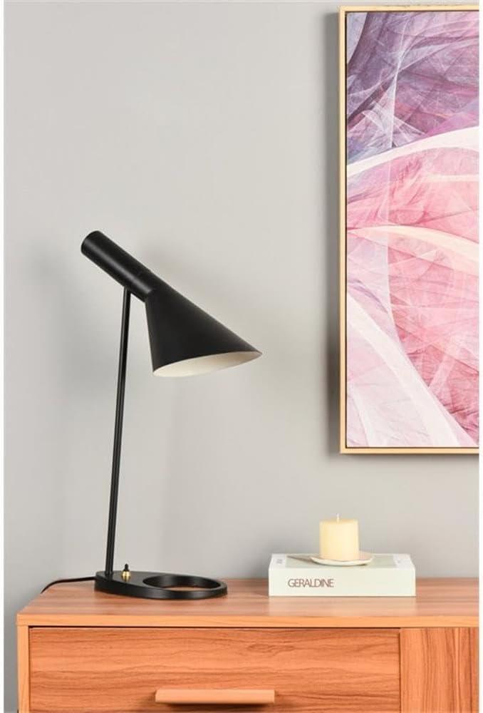 Maklaine Modern 1-Light Modern Metal Table Lamp in Black Finish