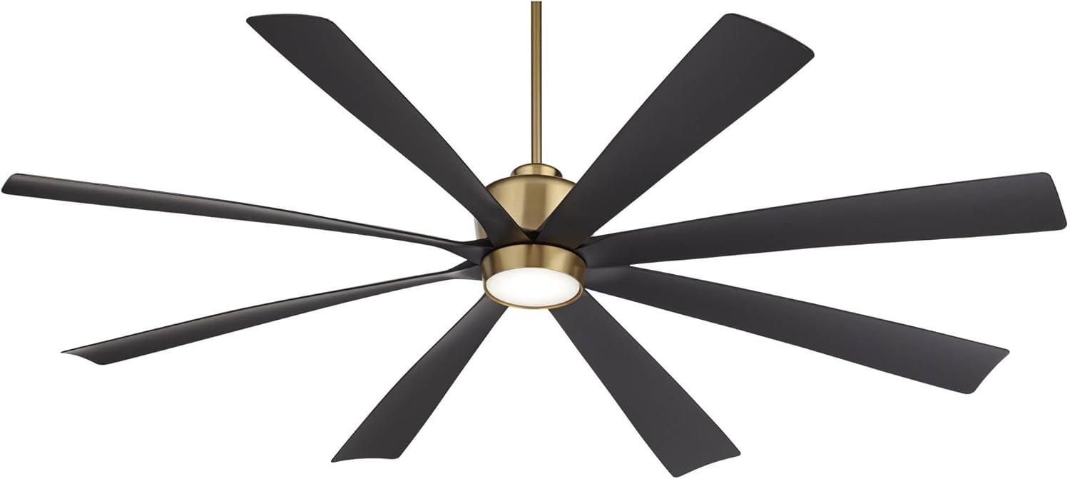 72'' Antique Brass and Black 8-Blade LED Ceiling Fan with Remote