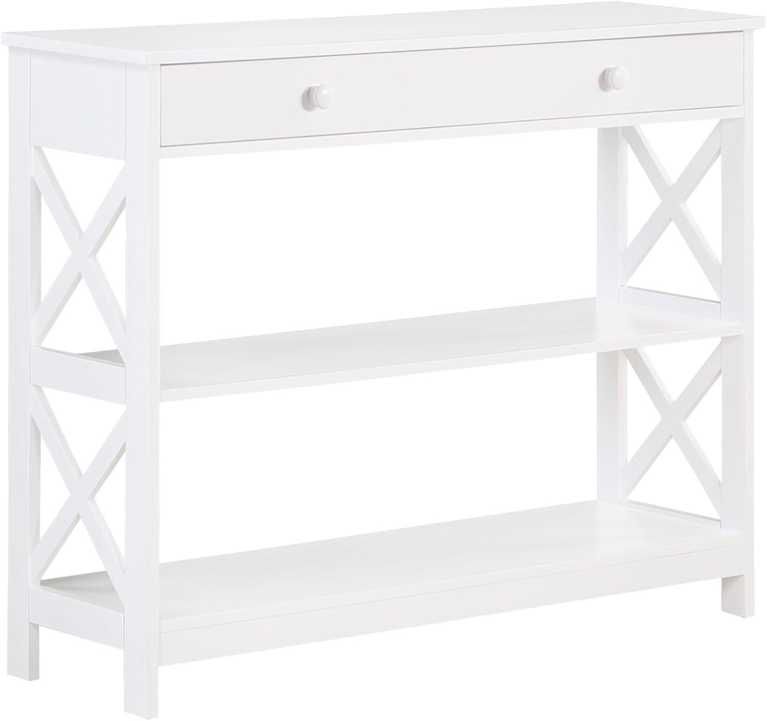 Convenience Concepts Oxford 1 Drawer Console Table with Shelves, White