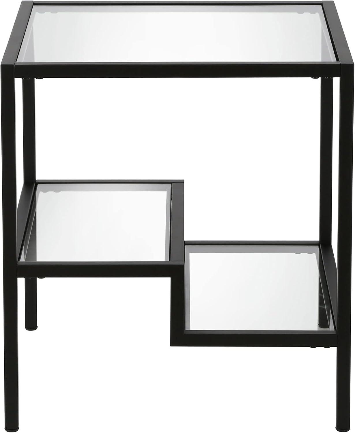 Evelyn&Zoe Lovett 20" Wide Square Side Table, Blackened Bronze