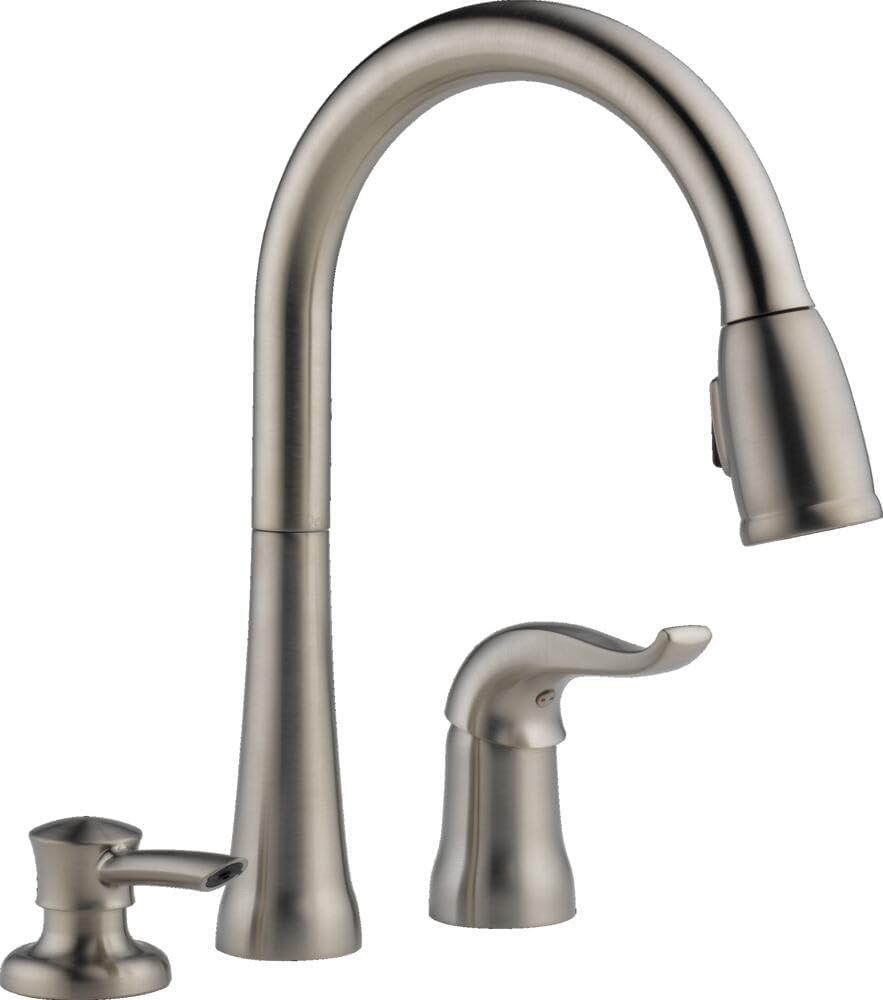 Stainless Steel Pull-Down Kitchen Faucet with Soap Dispenser