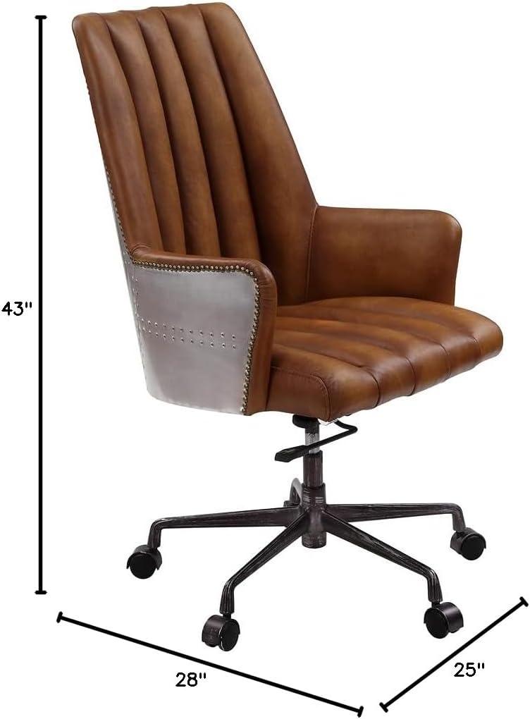 AcmeFurniture Office Chair, Sahara Leather & Aluminum 28"D x 25"W x 43"H