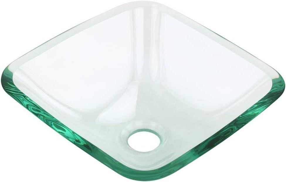 The Renovators Supply Inc. 16.5'' Tempered Glass Square Bathroom Sink with Faucet