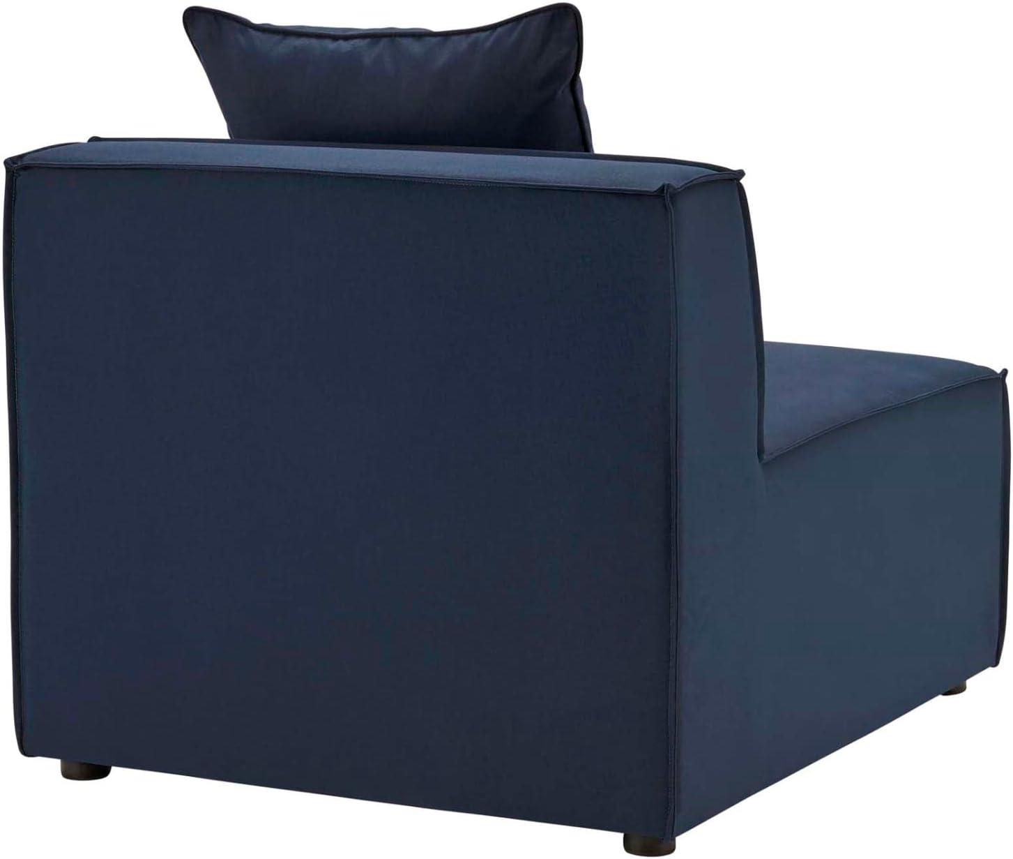 Navy Blue Fabric Upholstered Outdoor Armless Chair