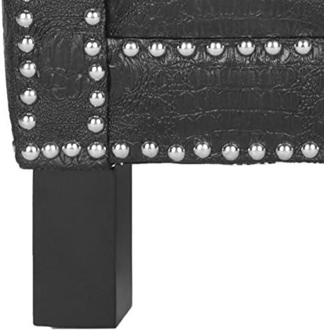 SAFAVIEH Easton Club Chair Silver Nail Head Black / Crocodile