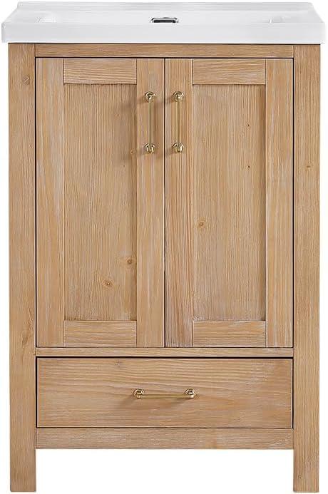 Gela 23.6'' Free-standing Single Bathroom Vanity with Ceramic Vanity Top