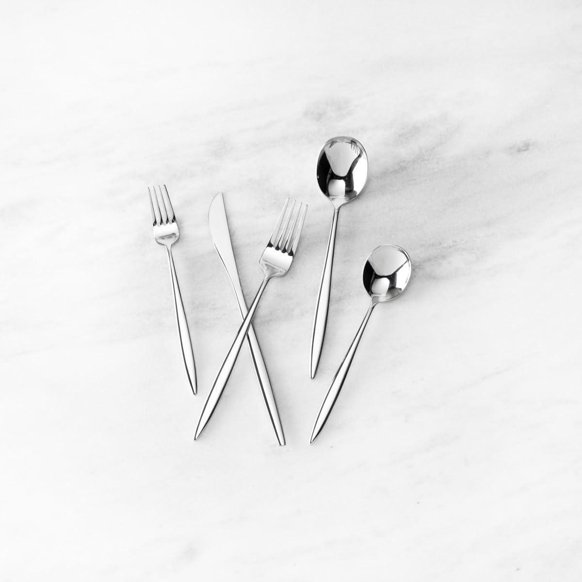 Fortessa Constantin 18/10 Stainless Steel 20 Piece Flatware Set (Service for 4), Silver