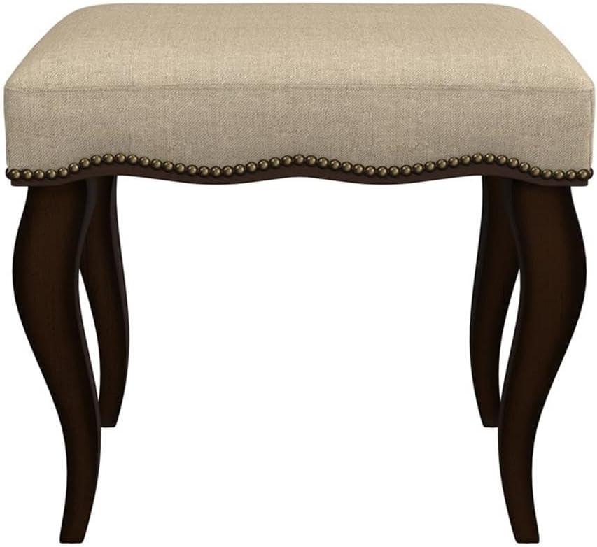 19" Hamilton Backless Upholstered Wood Vanity Stool Burnished Oak/Cream - Hillsdale Furniture