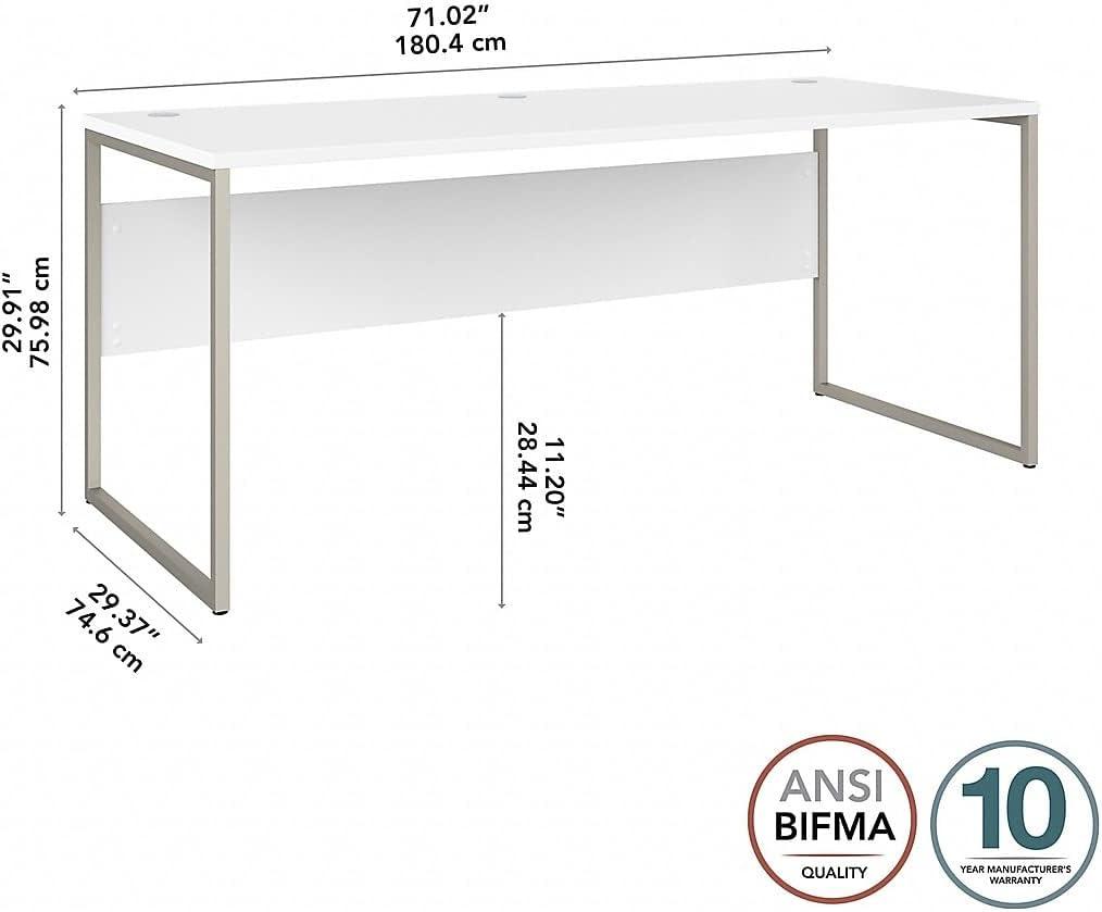 Contemporary 71'' White Corner Office Desk with Metal Legs and Drawer