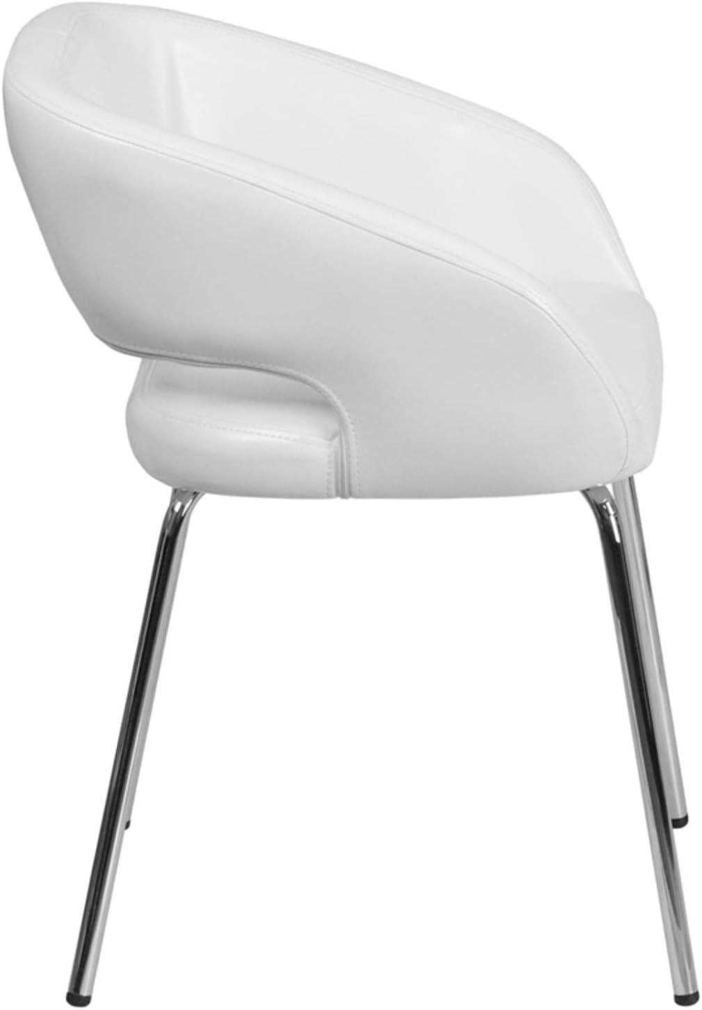 Fusion White LeatherSoft Chrome-Legged Side Reception Chair