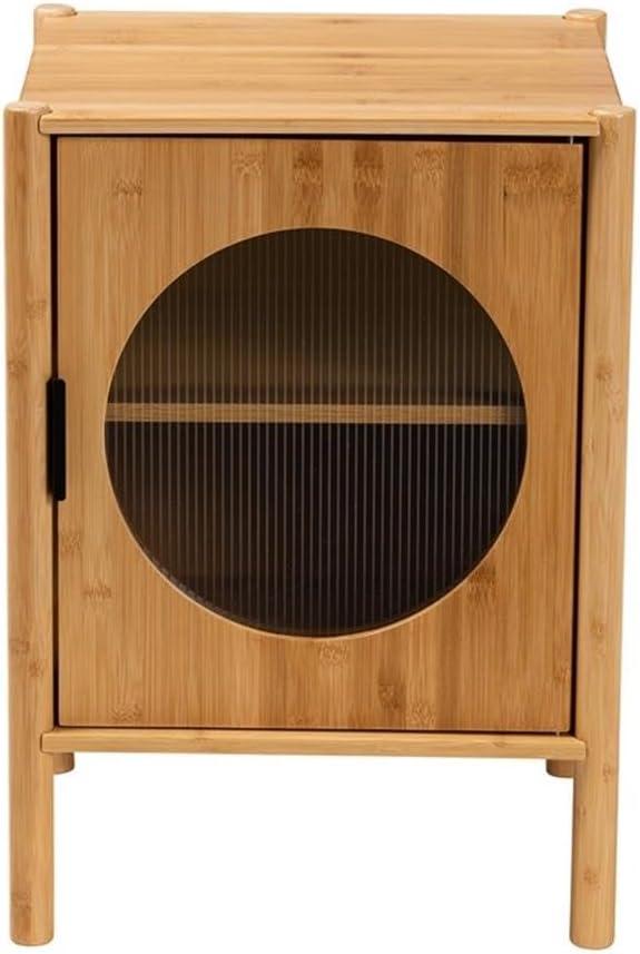 Naresh Bamboo Wood 1 Door End Table Natural Brown - Baxton Studio