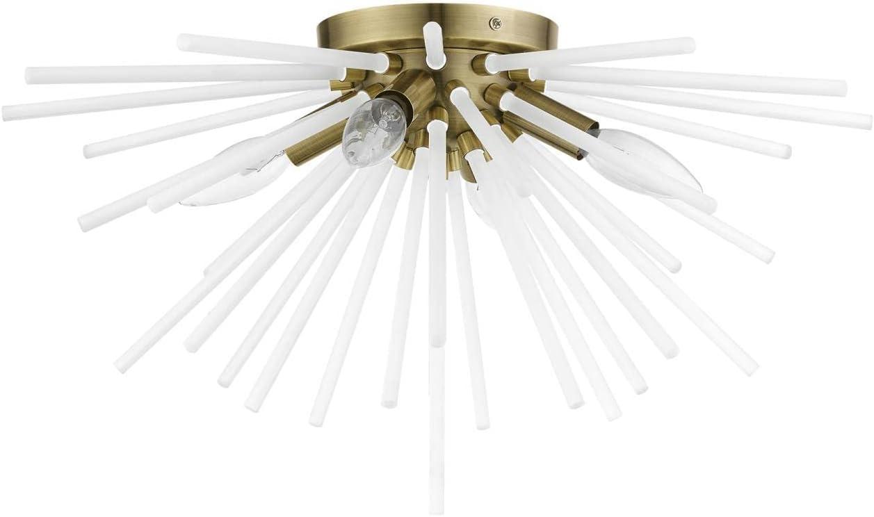 Livex Lighting Uptown 4 - Light Flush Mount in  Antique Brass