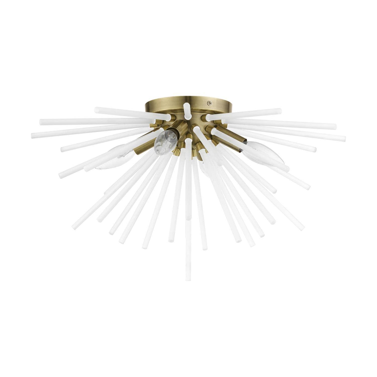 Livex Lighting Uptown 4 - Light Flush Mount in  Antique Brass