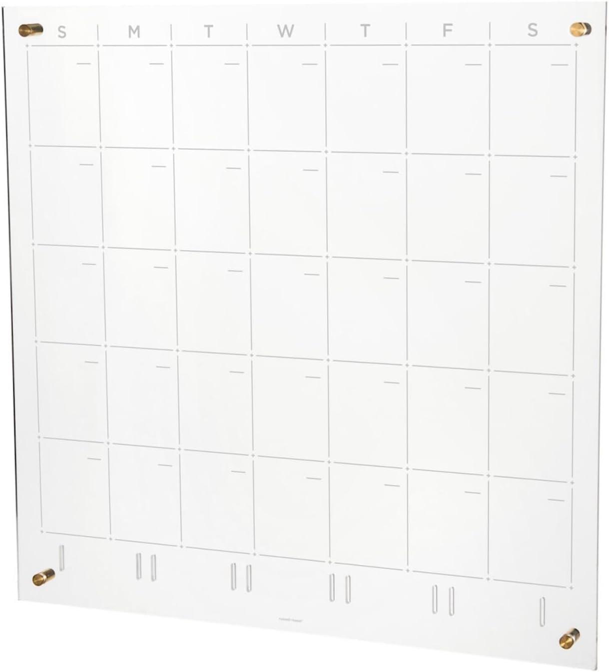 RUSSELL + HAZEL Acrylic Monthly Wall Calendar: Large Clear Dry Erase Board for Wall, 24"x24" Desk Organizer