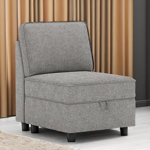 Ottoman Module for Modular Sectional Sofa, Storage Ottoman Footrest and Seat Cube for Living Room,Grey