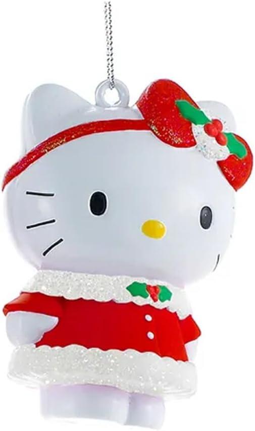 Hello Kitty Festive Red and Brown Plastic Ornament Set