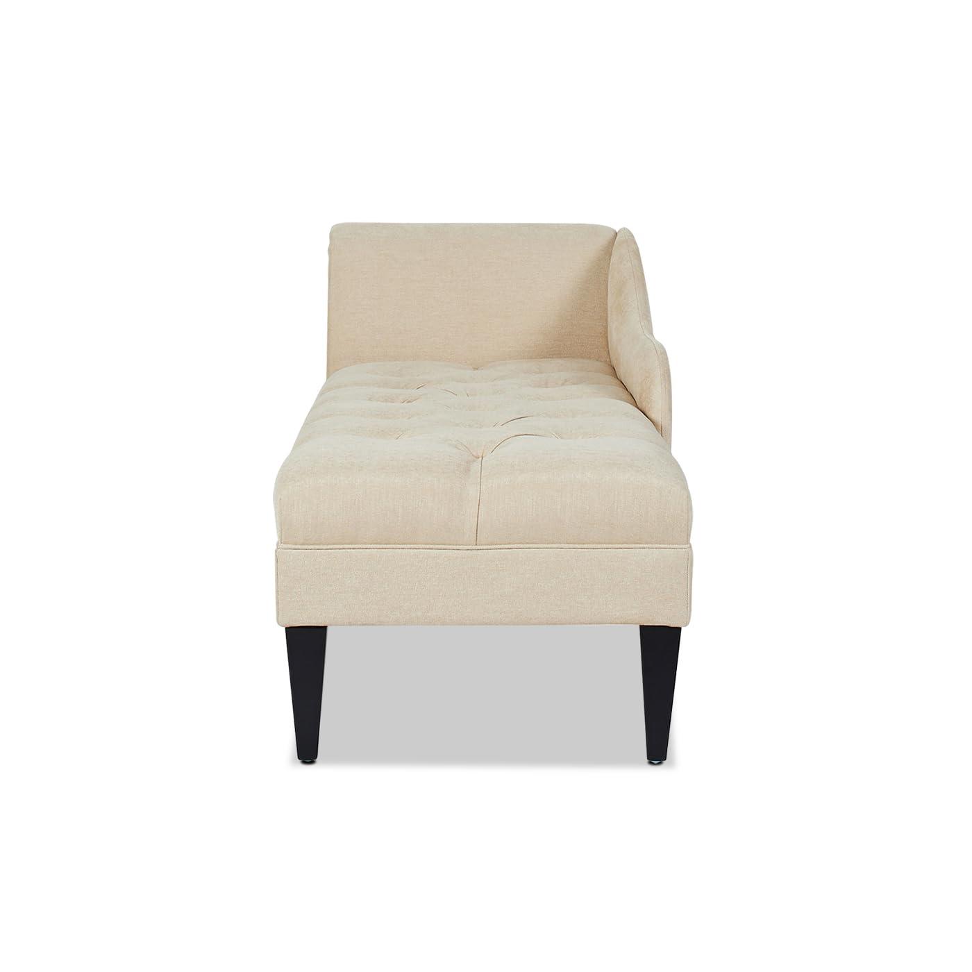Harrison Tufted Roll Arm Chaise Lounge Beige