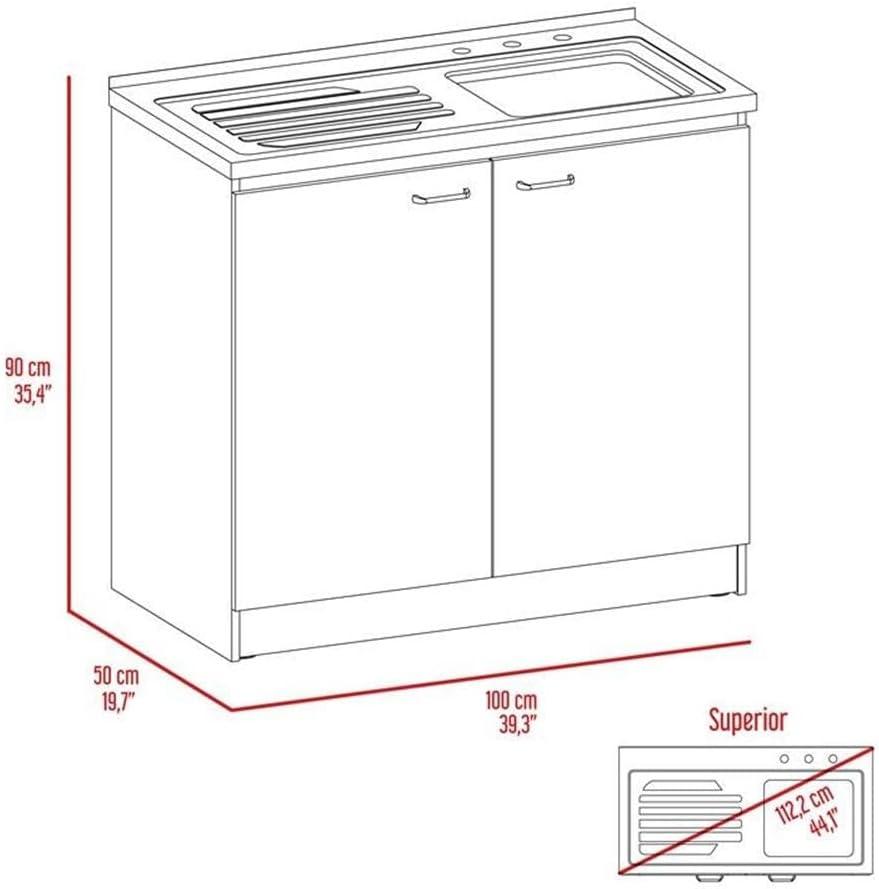 Napoles Utility Sink Cabinet With Integrated Steel Sink, Dark Walnut Frame