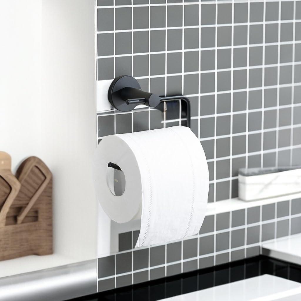 Bagno Nera Stainless Steel Toilet Paper Holder, Matte Black