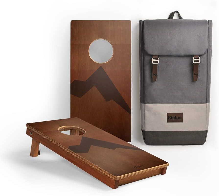 Retro Mahogany Travel Size Cornhole Boards with Backpack