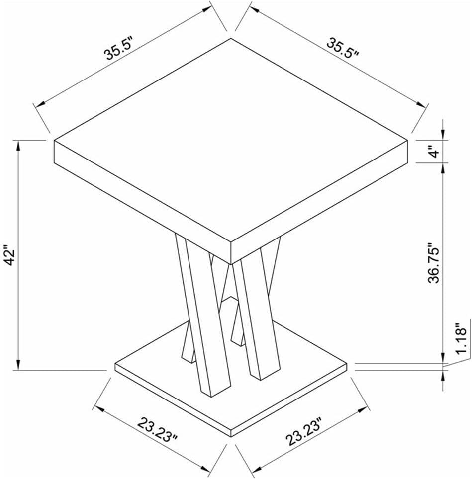 Coaster Modern Wood Square Criss Cross Base Pub Table in Cappuccino