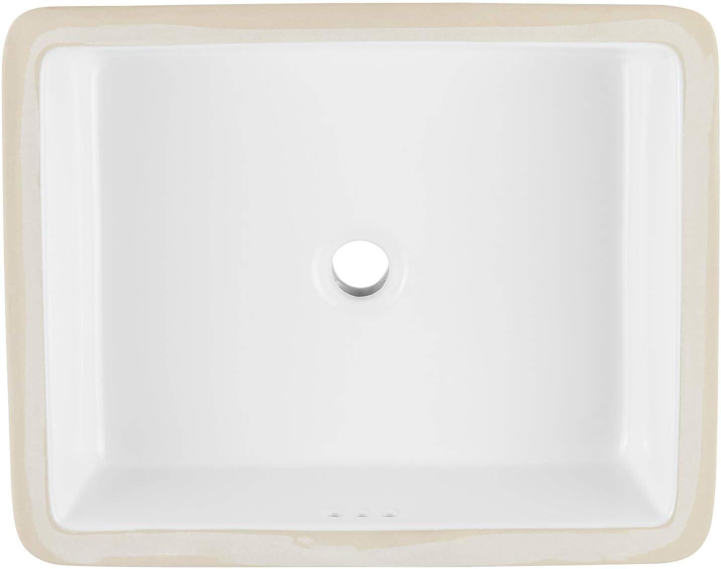 Destin White Rectangular Ceramic Undermount Bathroom Sink