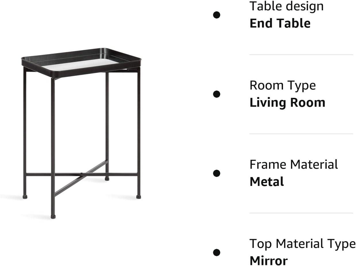 Kate and Laurel Celia Rectangle Metal Side Table, 18x12x26, Black