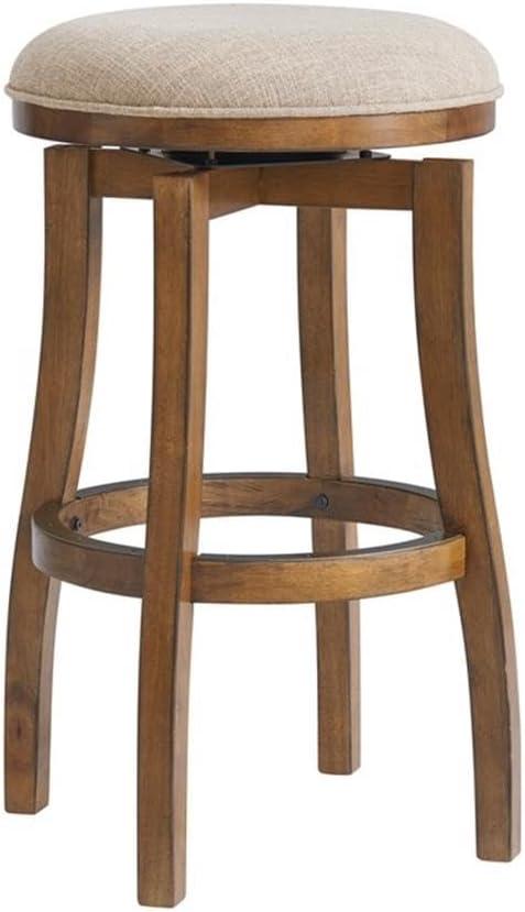 Alaterre Ellie Upholstered Swivel Bar Stool Chairs with Padded Seat and Back, Rubberwood Frame with Metal Kick Plate