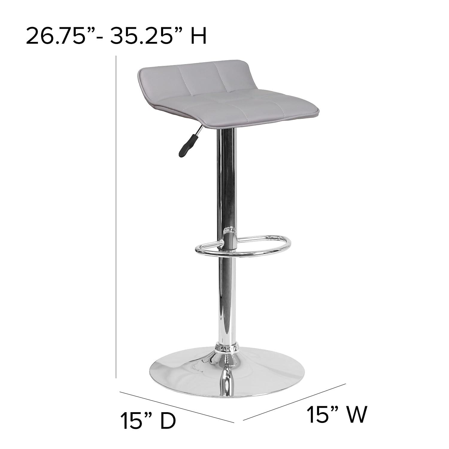 Flash Furniture Contemporary Black Vinyl Adjustable Height Barstool with Quilted Wave Seat and Chrome Base