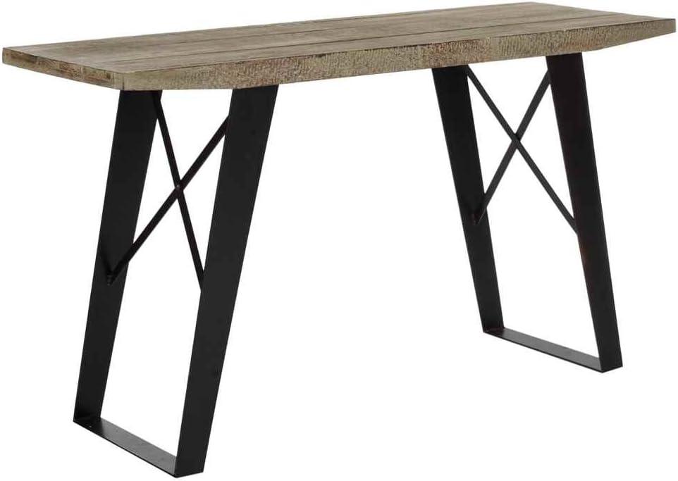 Transitional Waldo 53'' Black/Brown Wood and Metal Console Table with Storage