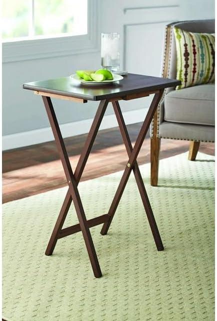 Mainstays Indoor Single Folding TV Tray Table - Walnut L 19 x  W 15 x H 26