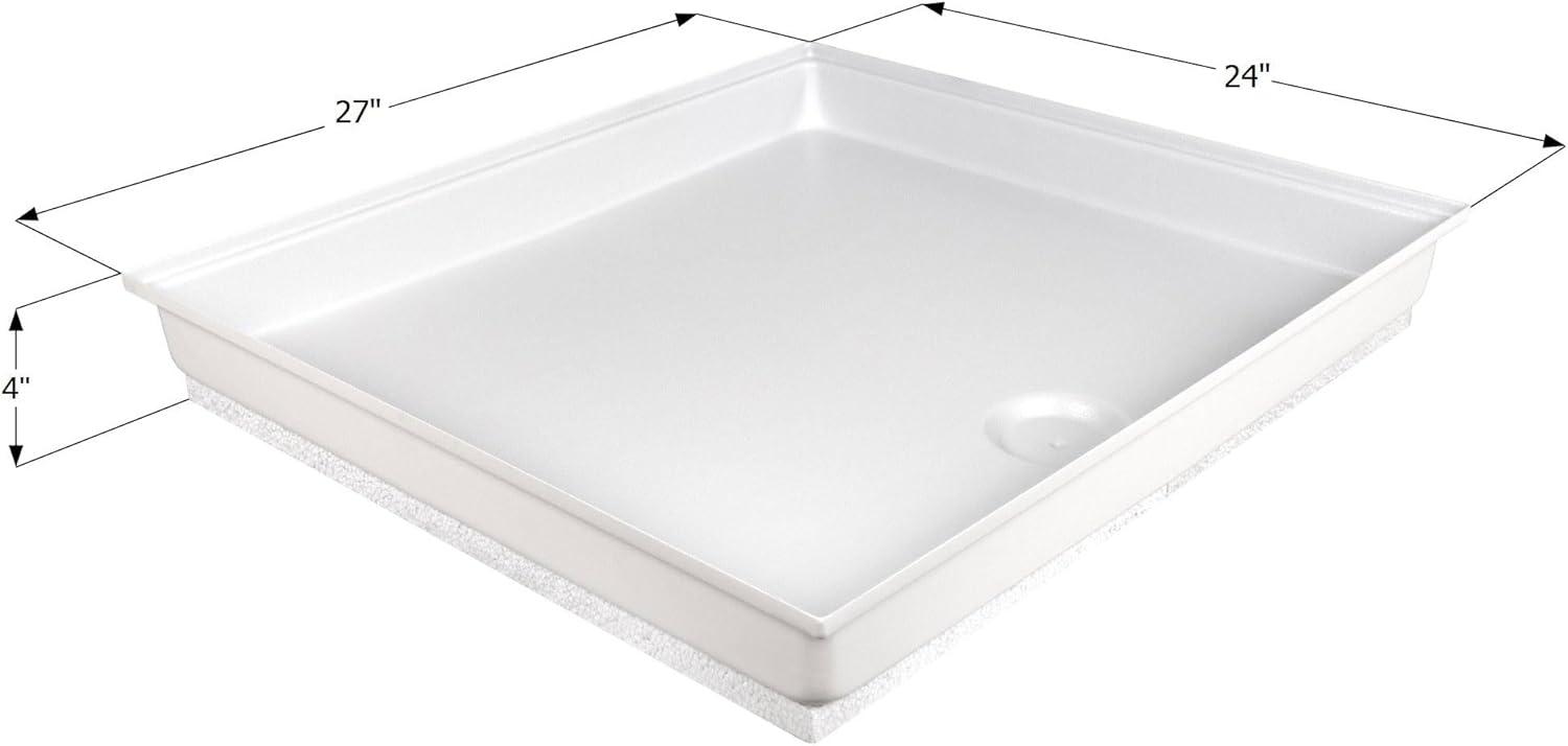 White Polypropylene RV Shower Pan with Center Drain