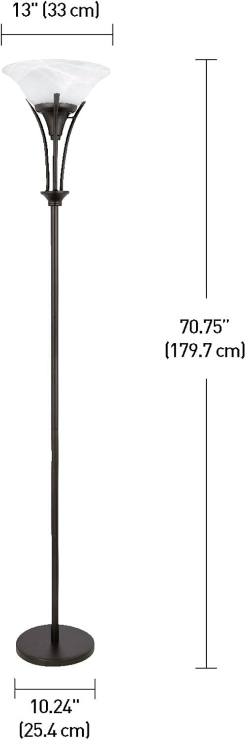 Globe Electric Gatineau 71" Dark Bronze Floor Lamp with Alabaster Glass Shade, 63361