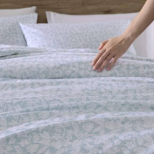 Koya Bay Blue Cotton Queen Duvet Cover Set with Shams