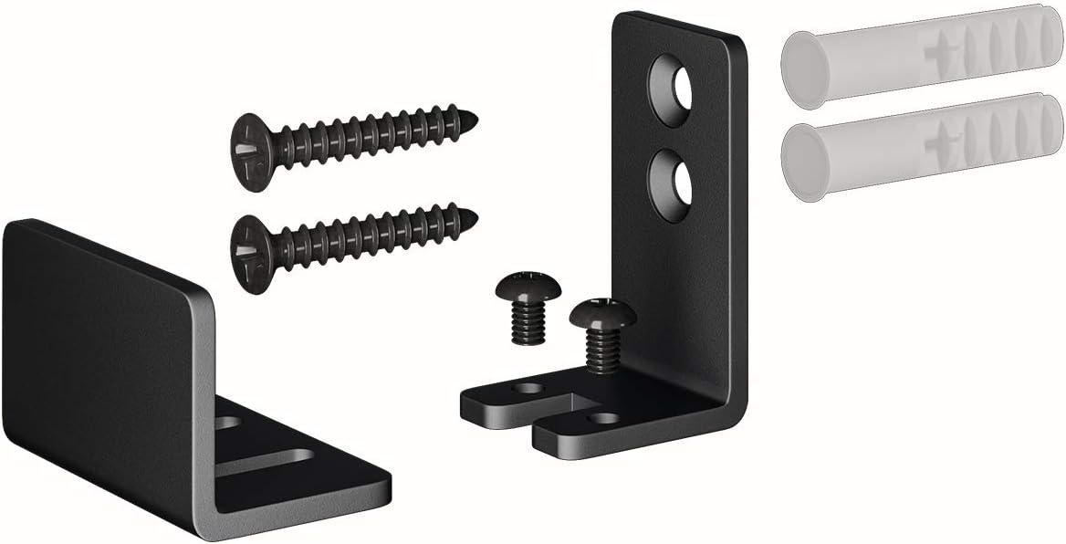 SMARTSTANDARD Adjustable U Shape Barn Door Floor Guide, Wall Mounted Flexible Flush Bottom Guide, Sturdy Steel Material, Black