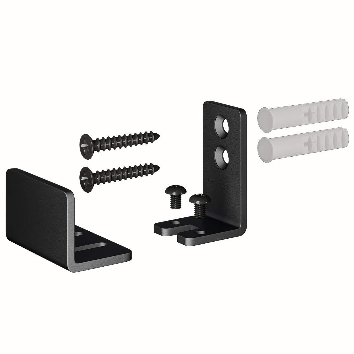 SMARTSTANDARD Adjustable U Shape Barn Door Floor Guide, Wall Mounted Flexible Flush Bottom Guide, Sturdy Steel Material, Black