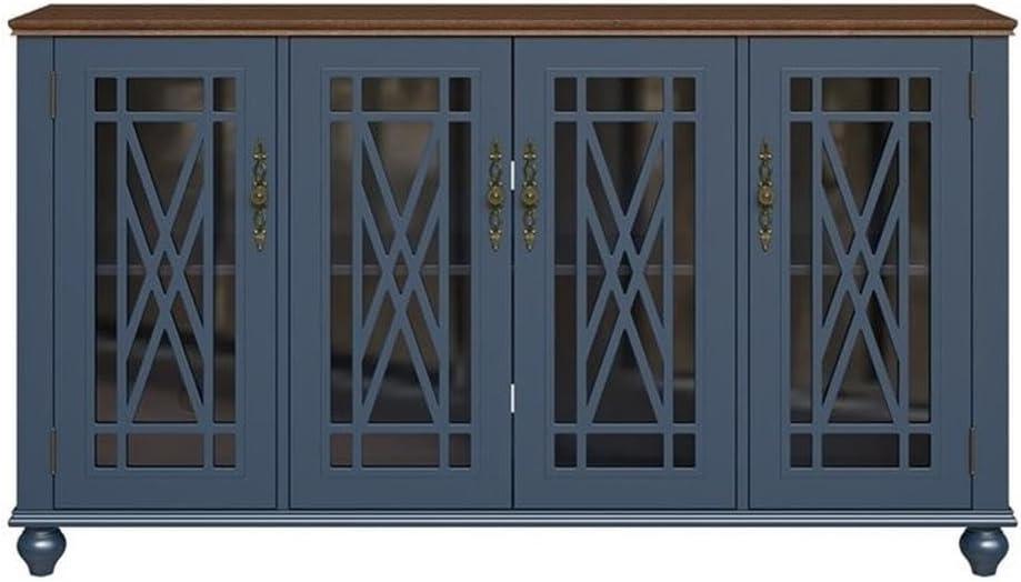 LIVILAND 63" Vintage Style Wood Kitchen Accent Buffet Sideboard Cabinet - Navy