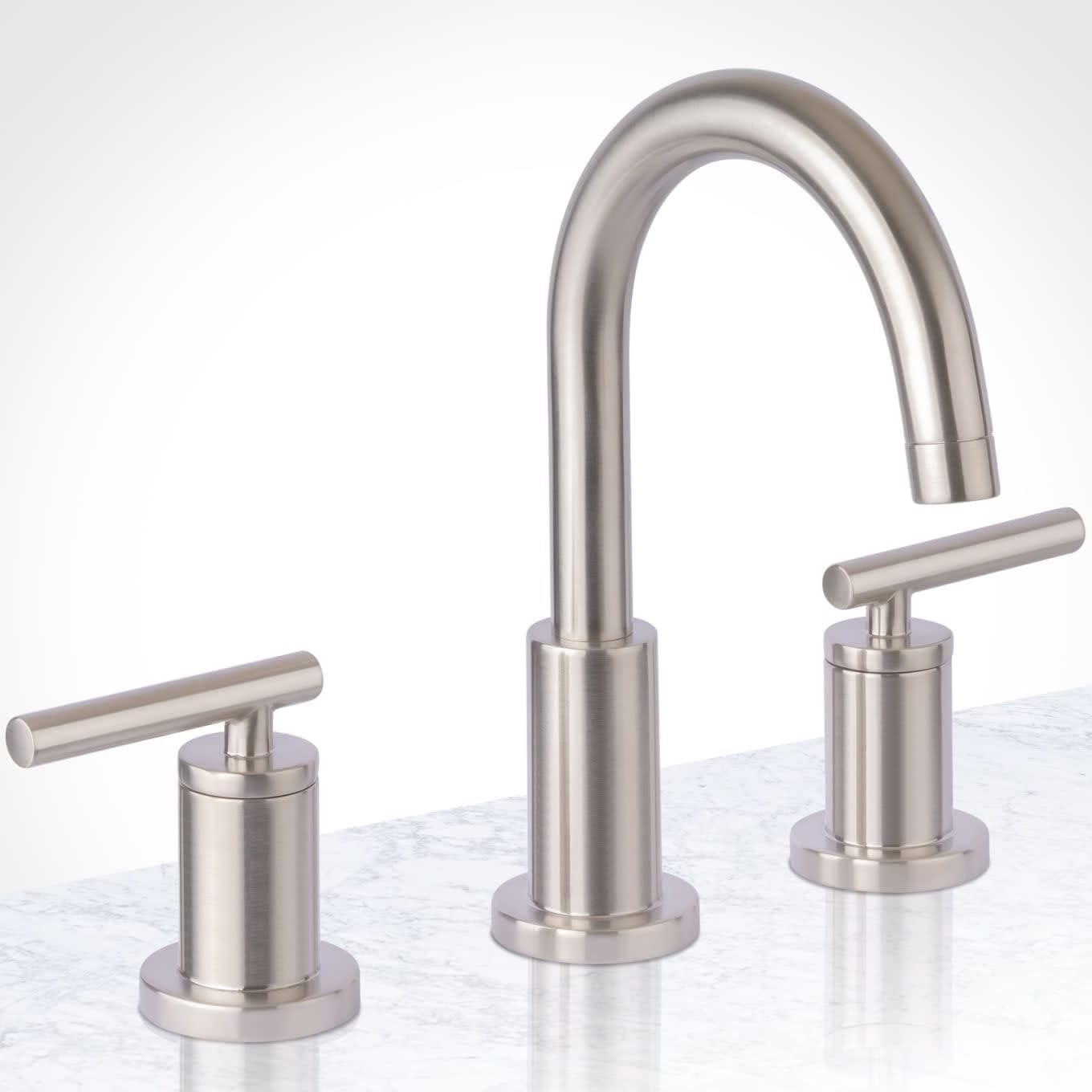 Miseno MNO1343L Mia Widespread Bathroom Faucet - Includes Brass Push-Pop Drain Assembly - PVD Brushed Nickel
