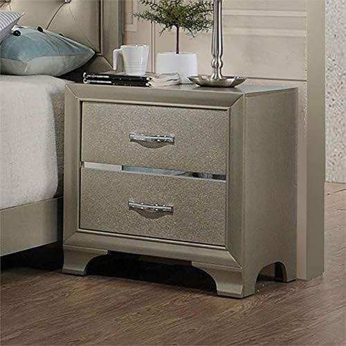 Wooden Two Drawer Nightstand With Bracket Legs Champagne - Saltoro Sherpi