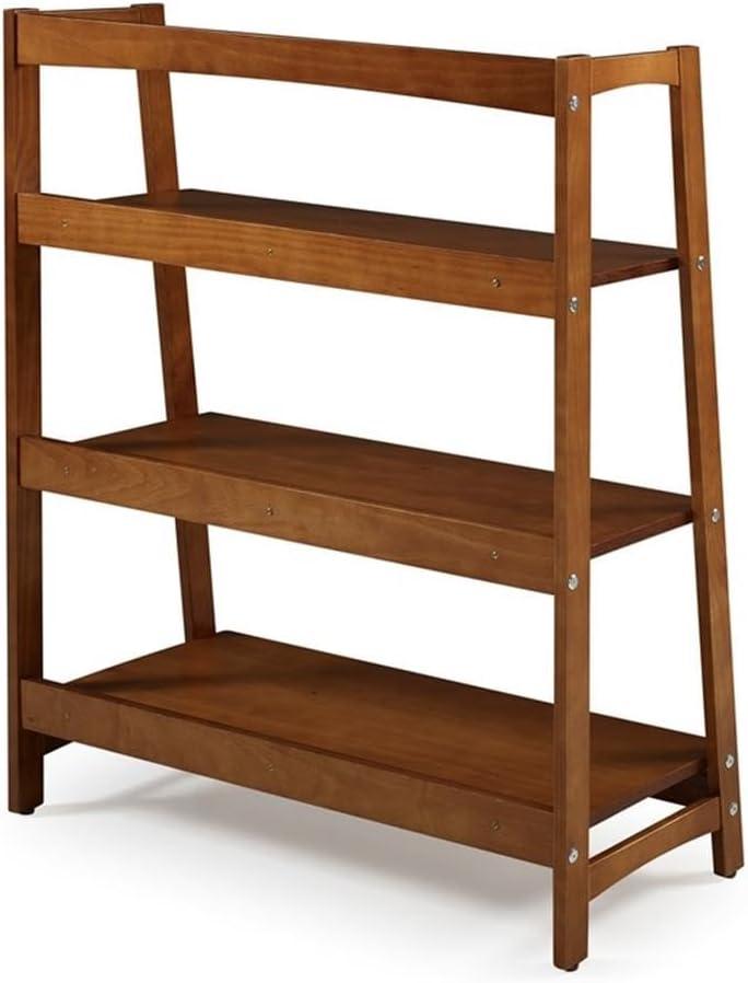 Camaflexi Mid Century Modern Wooden Bookshelf 3 Tier Open Shelving Unit, Castanho 100% Solid Wood