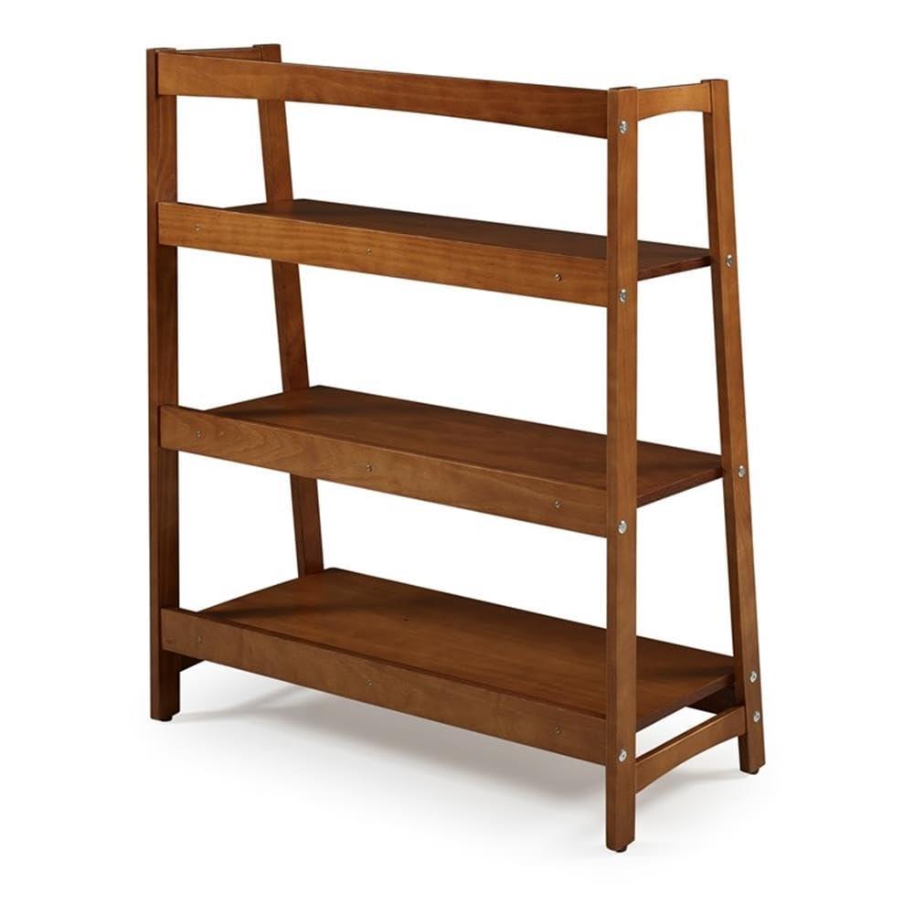 Camaflexi Mid Century Modern Wooden Bookshelf 3 Tier Open Shelving Unit, Castanho 100% Solid Wood