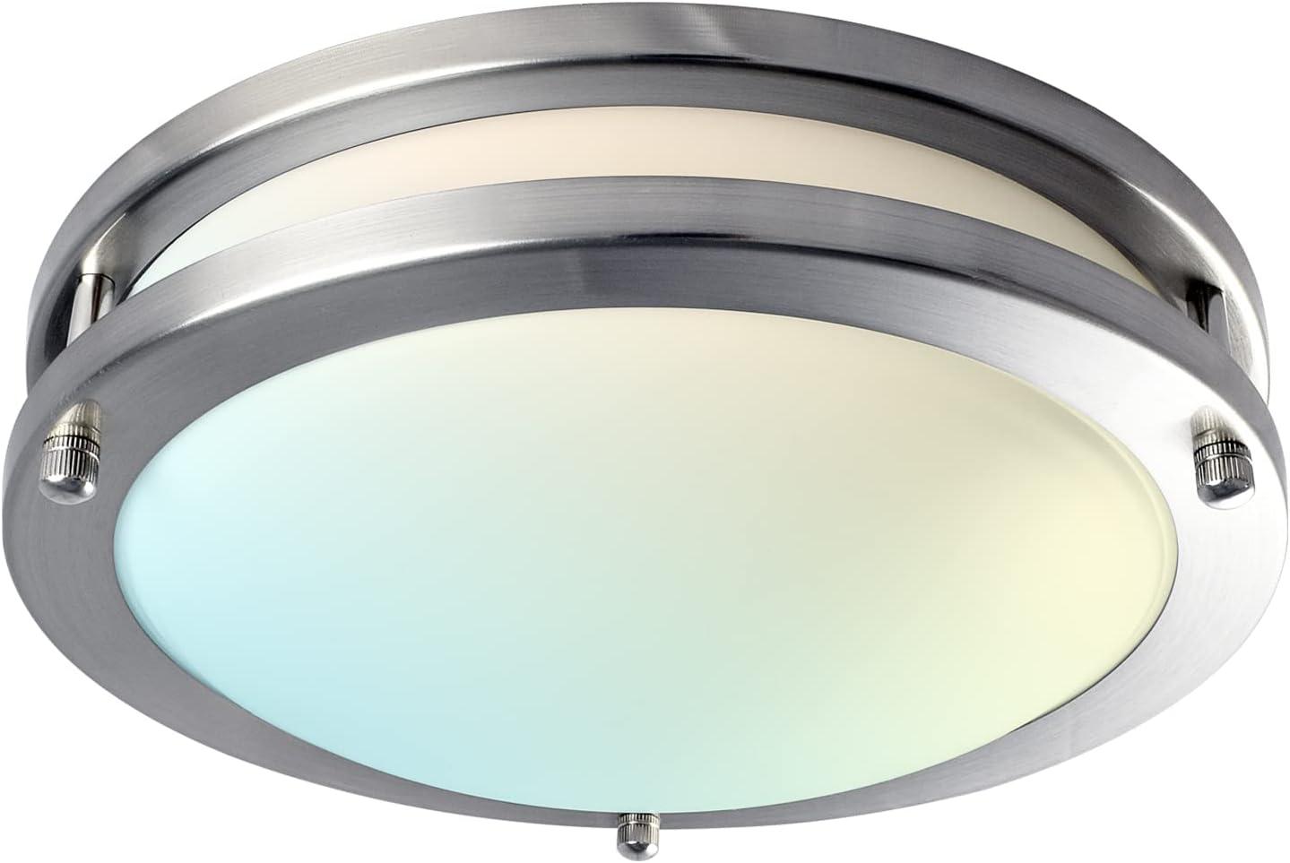 10 Inch Chrome Glass LED Flush Mount Ceiling Light