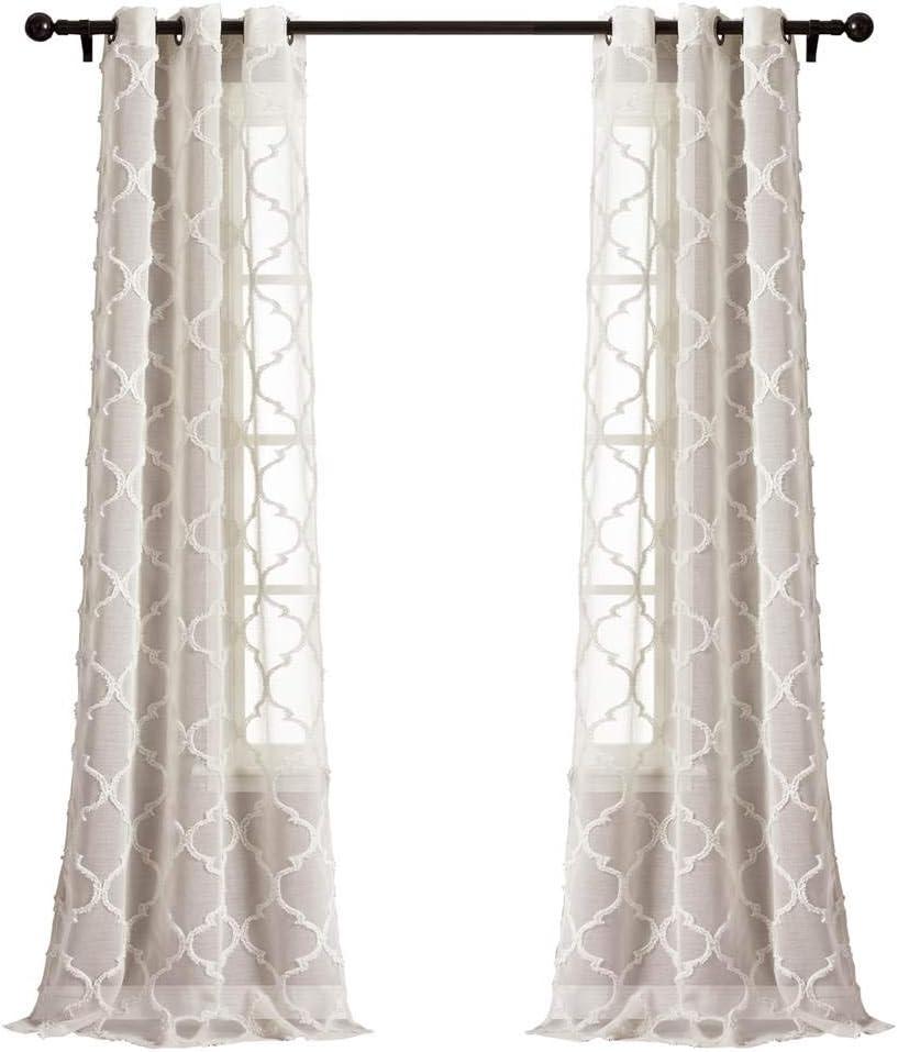 Avon Trellis Sheer Polyester Sheer Curtain Pair (Set of 2)